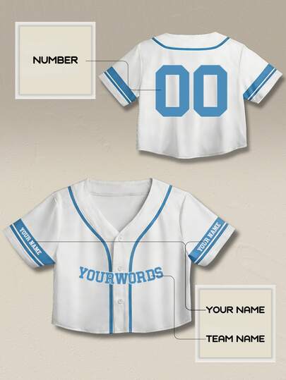 Your Style, Your Rules: Fully Customizable Women's Short Baseball Jersey. Personalize With Name, Number And Logo. Suitable For Sports, Casual Wear And Gatherings