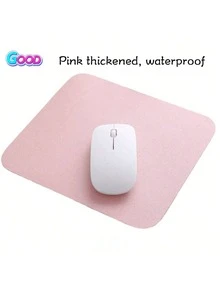 1/2 piezas Alfombrilla de ratón cuadrada de piel sintética (PU), fácil de limpiar y resistente al agua, unicolor minimalista, alfombrilla de ratón de cuero cuadrada, empaque individual, talla única/rosa, suministros de oficina - Rosa - Ver 12