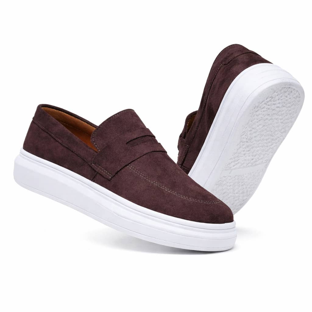Sapato Mocassim Masculino Loafer Moderno Casual em Camurça Premium