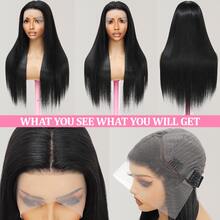 Straight HD Lace Front Wigs Human Frontal Hair 13x4 13x6 5x5 For Women Glueless Brazilian Virgin Frontal Hairline Human Blended Hair Wigs 200% Density Pre Plucked With Baby Hair Natural Black 24 Inches - Natural & Black - View 3