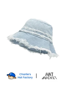 1 pieza Sombrero de cubo con borde deshilachado lavado, apto para uso diario, unisex - Sombrero de pescador - Ver 6