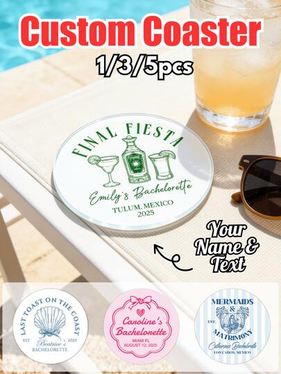 Personalized Letter Coasters (1/3/5pcs), Custom Acrylic Name Coasters, White/Green/Blue/Pink, 4 Styles, Personalized School Style, Birthday Gifts, Beverage Coasters, Personalized Coasters, Gifts For Dads, Home Gifts, Valentine's Day Gifts, Wedding Gifts, Wedding Supplies, Christmas Gifts, Christmas Decorations, Thanksgiving Gifts, New Year's Gifts, Party Decorations, Brunch Essentials, Office Decorations.