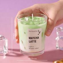 冰抹茶拿铁香氛蜡烛，冰抹茶香氛蜡烛，采用大豆蜡和凝胶蜡制成，冰块形状 - 绿茶和香草（冰抹茶拿铁） - 彩色 - 查看 22