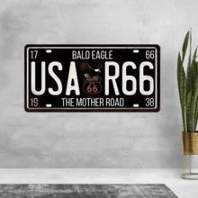 1 pieza Placa de matrícula de coche de metal vintage, Placa americana, Letrero de metal, Decoración de pared para el hogar, garaje, club, bar, Cubierta de placa frontal de coche, Placa de matrícula de metal de 6*12 pulgadas, Tamaño de agujero aleatorio - Multicolor - Ver 7