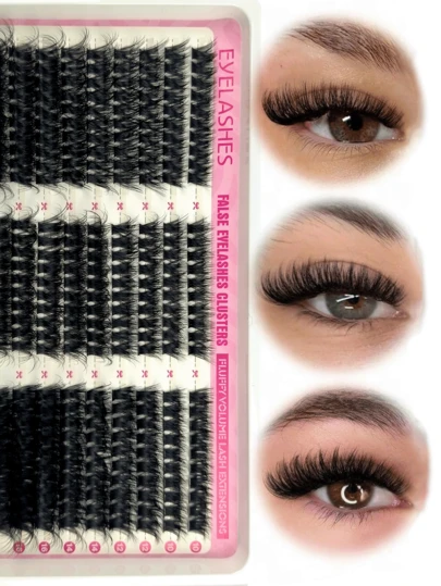300 piezas Pestañas en racimos 60D+80D+100D de 10-18MM de longitud de cola, gruesas, rizadas, suaves y esponjosas con efecto de maquillaje dramático, adecuadas para diversas ocasiones como fiestas, viajes al campus, etc. Adecuado para amantes de la belleza