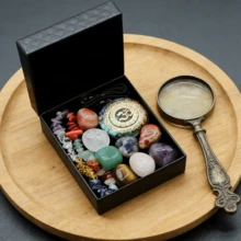 10件套水晶能量礼盒，含8+7脉轮手链+树脂吊坠，适用于瑜伽冥想、灵气疗愈 - 多色 - 查看 11