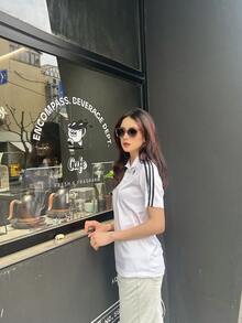 Áo polo nam tay ngắn thêu logo Adidas, màu trắng. - trắng - Xem 11