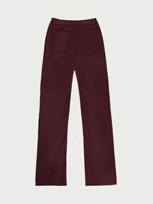 Women's High Waist Glossy PU Leather Wide Leg Pants, Matte Coating, Fashion Versatile, Suitable For Party, Commute, Music Festival, Vacation, Casual Straight Leg Pants, Spring/Summer Essential, Bestseller, Y2K Style, Suitable For Party, Commute, Holiday, Festival, Outdoor Activities, Spring/Summer Wear, Suitable For Tall Women, Outerwear, Black, Trousers - Burgundy - 1 - View 9