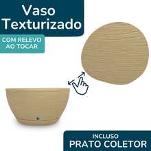 Vaso de Planta tipo Bacia Grafiato PP, perfeita para Cactos, Suculentas e Plantas de Pequeno Porte - Bege - Visão 2