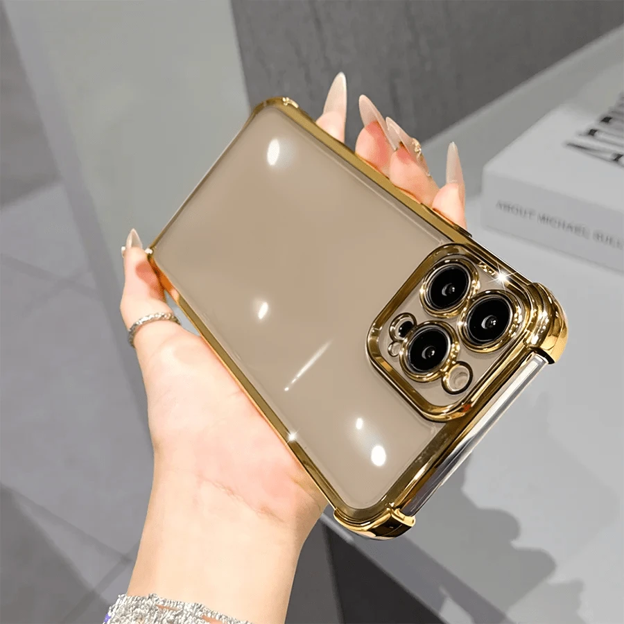 1 ốp lưng điện thoại trong suốt mạ điện cao cấp, tương thích với iPhone 17/6/7/8/X/XS/XR/11/12/13/14/15/16/16e Pro Max Plus, Galaxy S22/23/24/25/S24 FE/S25 EDGE, A07/A17/A04/05/06/A14/A15/A16/A24/A25/A34, Note 9/10/11/12/13, 9/10/12/13C 14C, MOTO, Honor X, HW, RENO C53 C55 C61 C63 C67, ốp bảo vệ hai chất liệu PC+TPU trong suốt chống sốc.