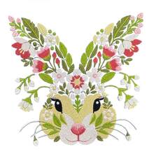 1 pieza Parche bordado de conejo con flores medianas, bordado hueco, parche de conejo pastoril, para planchar, adecuado para sudaderas, chaquetas, bolsos, decoración del hogar - Multicolor - Ver 11