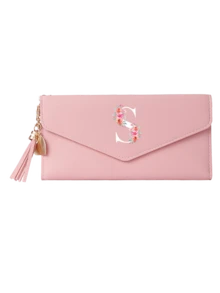 A-Z字母女士长款钱包 - 粉色PU皮革信封式手拿包，多卡位和拉链零钱包，带流苏吊坠，适合日常使用和作为女士生日礼物。钱包、手拿包、腕包、母亲节礼物、邮轮旅行必备，带钱夹。 - 彩色 - 查看 18