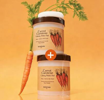 Skinfood キャロットカロテン カーミングウォーターパッド 60枚入り [スキンフード にんじん 人参 トナーパッド 赤み 肌荒れ 乾燥 鎮静 角質ケア キメ 拭き取り 顔 体 フェイス 韓国コスメ 並行輸入品 ヴィーガン ナチュラルコスメ]