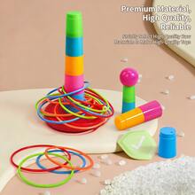 10-Layer Kids Throwing Ring Toss Game, Thickened Waterproof Rings, Sturdy Weighted Base, Stacking Ring Toss Toy, Parent-Child Interactive Gift - Multicolor - View 7