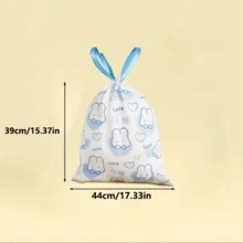 100pcs/Roll Cute Blue Rabbit Pattern Drawstring Trash Bags - Thick Leak-Proof Kitchen Garbage Bags With Squeeze Lift Design, Suitable For Home, Office, Bathroom - Multicolor - View 5