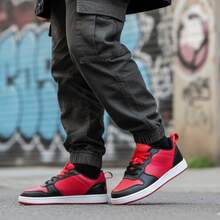 Comfortable Men's Street Sneakers For Skater And Streetwear Style, Lace-Up, Gym And Fitness - Red - View 8