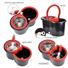 Mop And Bucket Set, 360° Spin Mop And Bucket With Wringer Set And 6 Microfiber Mop Refills, Stainless Steel 61" Extended Handle Spinning Mop Bucket System For Floor Cleaning (2 Sets) - A - Xem 5