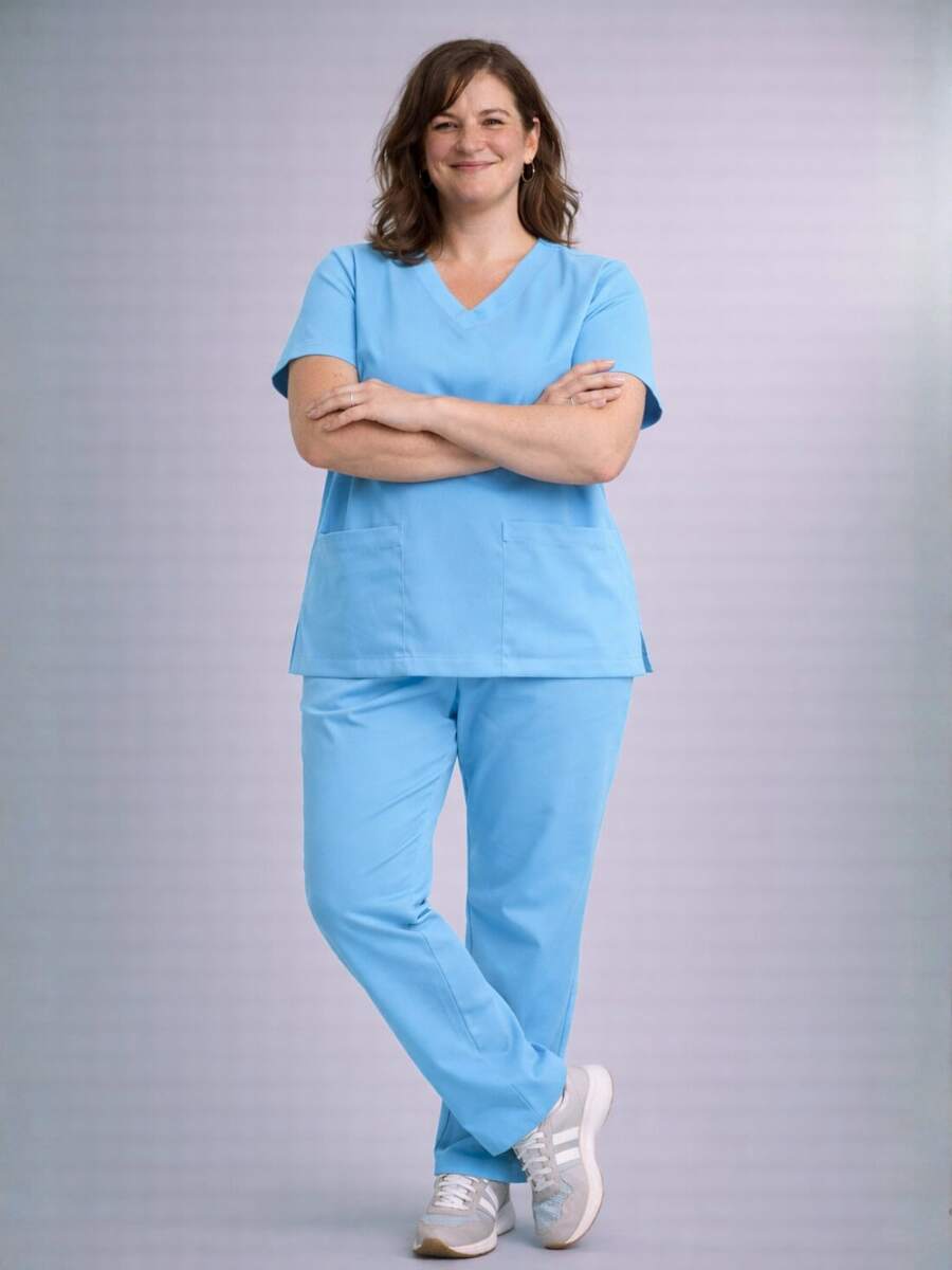 Conjunto Plus Size Pijama Cirurgico Scrub Bata Hospitalar Profissional Feminino Masculino Unissex - Azul bebê - Visão 1