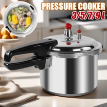 3/5/7/9 Litre Home Dual Handle Aluminum Pressure Cooker Kitchen Catering Cookware, Multifunctional Pressure Cooker Compatible With Induction Cookers And Gas Stoves - Silver - View 3
