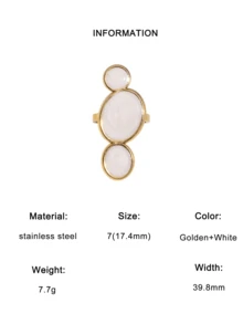 1pc Fashionable Minimalist Exaggerated Design Plated Gold Drip Oil Stainless Steel Geometric Pattern Open Ring, Suitable For Women's Daily, Party, And Date Wear - Open Ring - View 7
