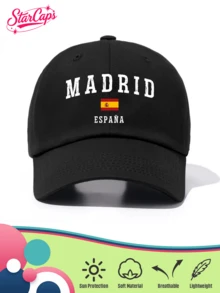 1顶男女通用经典棒球帽 - “MADRID”及西班牙国旗图案印花 - 多种颜色可选 - 光滑质感，可调节帽围，适合作为西班牙纪念品、旅行礼物、足球迷礼物、夏季、海滩、假日帽 - MADRID - 查看 11