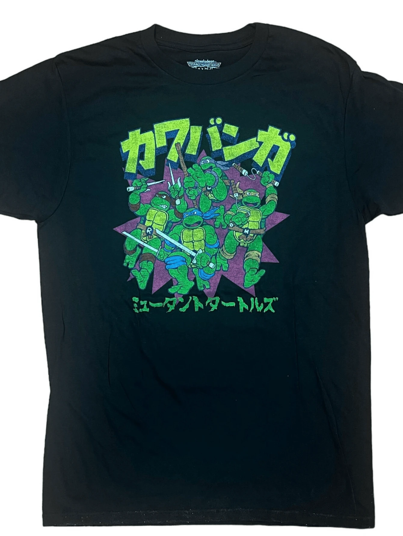 Teenage Mutant Turtles TMNT Kanji Letters Graphic Mens T-Shirt - Black 5 - View 1