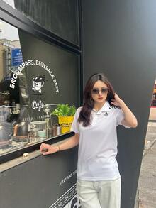 Áo polo nam tay ngắn thêu logo Adidas, màu trắng. - trắng - Xem 8
