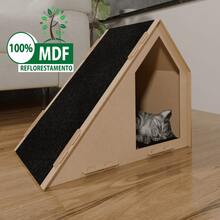 Casinha de Gato com Rampa Arranhador Com Rampa em MDF – Ideal para Afiação das Garras e Descanso - Marrom - Visão 4