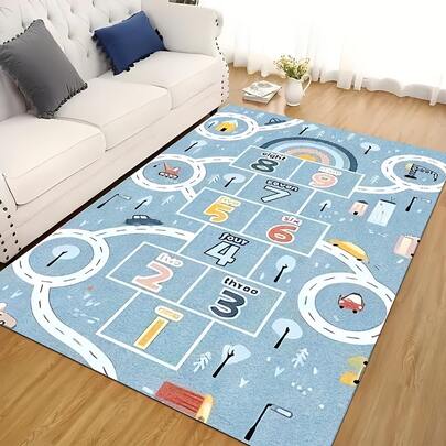 1张彩虹数字游戏海报，可爱家居装饰地毯，简约美学客厅地毯，装饰地毯，卧室装饰，小地毯，适合派对装饰，提升家居格调，增添节日魅力，提升幸福感，家居装饰