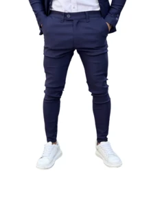 Premium Slim Fit Blazer And Pants Set With Double-Waisted Waistband - 藏蓝色 - 查看 3