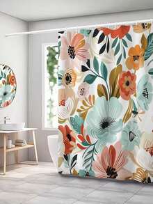 1pc Flower & Plant Patterned Bathroom Shower Curtain Waterproof & Mildew Resistant For Bathroom/Powder Room Home Bathroom Decor Fall Decor Bathroom Accessories Back To School - Multicolor - View 18