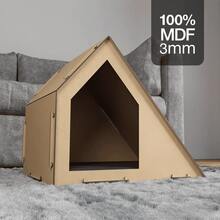 Casinha de Gato com Rampa Arranhador Com Rampa em MDF – Ideal para Afiação das Garras e Descanso - Marrom - Visão 3