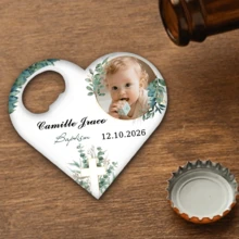 Souvenir Baptisan yang Dipersonalisasi: Pembuka Botol Berbentuk Hati, 8,5 cm, Disesuaikan dengan Foto dan Nama Bayi, Ideal untuk Hadiah Komuni, Souvenir Tamu Pernikahan, Kenang-kenangan Peralatan Dapur, Dekorasi Meja - Multiwarna A - View 18