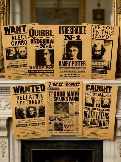 2pcs Harry Potter Wanted Poster, Classic Aesthetic Movie Posters For Harry Potter Films And Merchandise, Suitable For DIY Photo Frames, Corridors, Bedrooms, Offices, Living Rooms Wall Decor [Official Authorized]