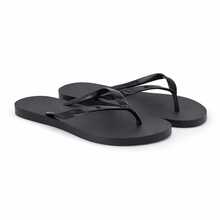 Women's Flip-Flops, Simple, Basic, Traditional, Women's Sandals, Casual, Lightweight, Comfortable, Inexpensive, For Everyday Use, At Home, Beach, Bathing, Basic, Rubber, PVC, And Flexible, Non-Slip, Waterproof, Water-Resistant Sole, Soft Sole, Practical, Inexpensive, Cost-Effective, Summer Promotion, Pool, Travel, Vacation/Summer, White, Black, Beige With Pink, Thin Straps, Light - 8.01-光滑黑 - 查看 3