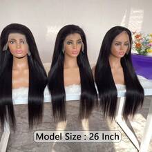 5x5 Straight Wigs Glueless Wig Human Hair Wear And Go Transparent Lace Closure Wigs Human Hair Natural Black Wigs Human Hair Wigs 13x4 13*6 Lace Front Wigs Pre Plucked 34 Inch Long Wigs For Women Halloween Natural Black Wig Daily Party Wear - Natural & Black - View 5