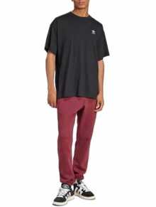 Adidas Originals Trefoil Essentials 男款大廓形 Logo 羅紋圓領短袖 T-Shirt - 黑色 - 查看 3