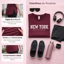 Women's Gym T-Shirt, Breathable And Soft, Long Line, Plus Size, Covers Your Buttocks. - 紐約勃根地 - 查看 2