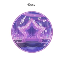 20个/40个/60个粉色和紫色音乐明星KPOP派对纸盘，7英寸/9英寸一次性甜点盘，适合舞蹈女孩、公主生日蛋糕、婴儿派对等场合。 - B款 - 查看 8