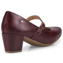 Loris Shoes Oficial Women's Retro Shoe, Mary Jane Style, Low Block Heel, Comfortable Patent Leather, 6484 - Redwood - View 3