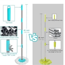 Spin Mop And Bucket,Mop And Bucket With Wringer Set For Home,360 Spinning Mopping Floor Cleaning Tool With 6 Microfiber Replacement Head Refills,61" Extended Handle, 2X Wheel - Blue - A - 查看 5