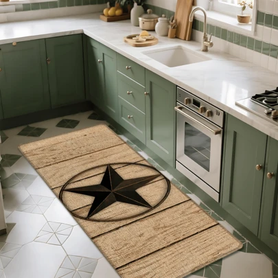 1 قطعة سجادة مطبوعة بنمط النجوم من الكتان للمطبخ والباب والحمام والممر، سجادة مستطيلة مطبوعة ثلاثية الأبعاد من البوليستر للغرفة المعيشة والنوم والممر والحمام وغرفة الغسيل - مناسبة للديكور الداخلي والخارجي للمنزل