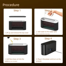 Difusor de aceite de sal del Himalaya con luces LED de llama realista, humidificador de niebla silencioso con apagado automático, adecuado para dormitorio, sala de estar, oficina en casa - Multicolor - Ver 8