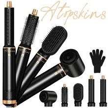 ATOPSKINS 2026升级版五合一热风吹风机及专业沙龙级造型工具 | 5个可拆卸替换刀头 + 3档精准温度设置 | 自动卷发及多种造型（卷发/波浪/直发/柔顺/蓬松/内卷/外卷） | 防毛躁、防静电、持久定型，打造轻盈层次感/刘海造型 - 黑色 - 查看 13