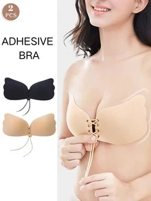 1/2 piezas Sujetador invisible para vestido de boda, sujetador adhesivo sin tirantes con efecto push-up, sujetador pegajoso transpirable y anti-caída para el verano - Multicolor - Ver 1