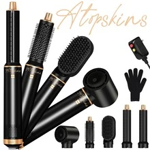 ATOPSKINS 2026升级版五合一热风吹风机及专业沙龙级造型工具 | 5个可拆卸替换刀头 + 3档精准温度设置 | 自动卷发及多种造型（卷发/波浪/直发/柔顺/蓬松/内卷/外卷） | 防毛躁、防静电、持久定型，打造轻盈层次感/刘海造型 - 黑色 - 查看 13