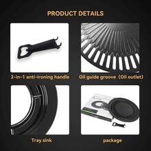Conjunto de grelha portátil a gás REDSUN, chapa para churrasco coreano, assadeira, forma para biscoitos, bandeja para assar, assadeira para festas, assadeira antiaderente, equipamento de camping - Preto - Ver 8