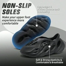 Foam Runners Shoes For Men Women Soft Cloud Slides Slippers Non-Slip Walking Sandals Beach Platform Pillow Sandals Lightweight Slip-On Foam Runners Outdoor Quick-Drying Sports Slides. - 黑色 - 查看 4