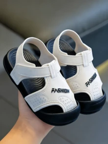 Cute Rhinestone Bow Open Toe Girls Sandals, Breathable Non-Slip Beach Holiday Shoes - Black and White - View 5