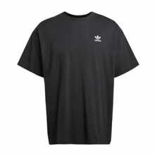 Adidas Originals Trefoil Essentials 男款大廓形 Logo 羅紋圓領短袖 T-Shirt - 黑色 - 查看 4